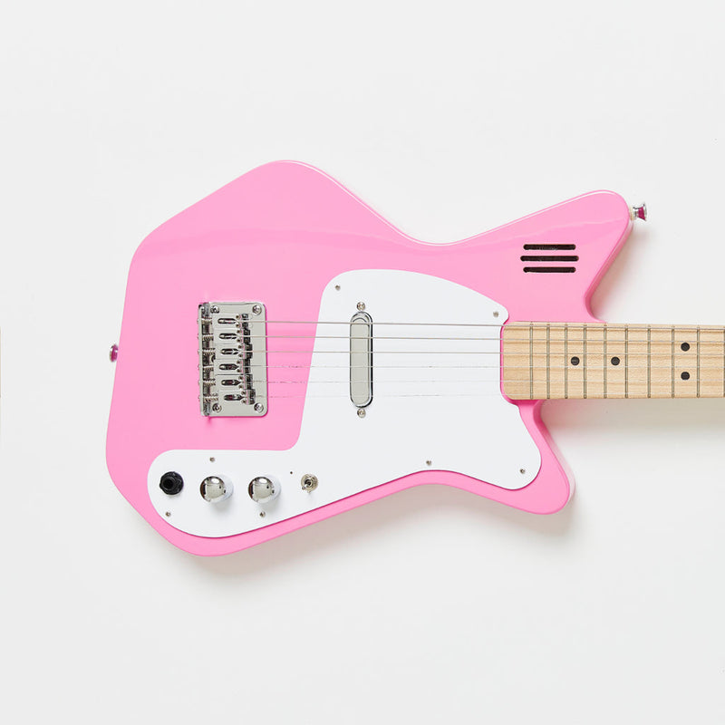 Loog Pro Electric VI, 6-String Guitar, Travel Guitar, Built-in Amp, App & Lessons Included, Ages 12+ (Pink)