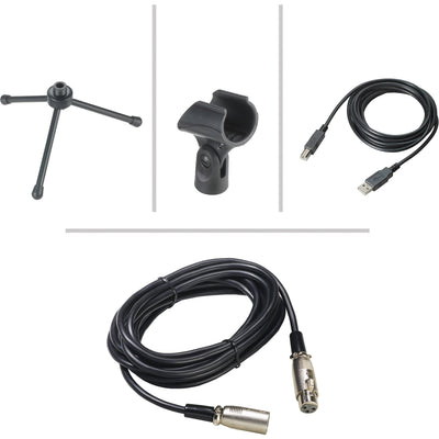 Audio-Technica AT2005USB Microphone Pack with ATH-M20x, Boom & Mini-USB Cable