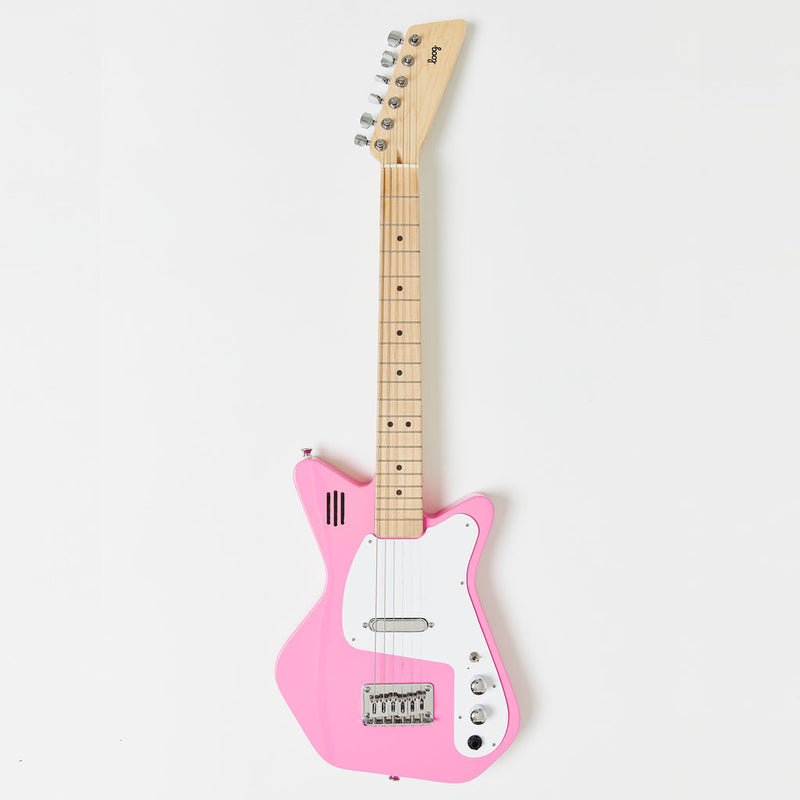 Loog Pro Electric VI, 6-String Guitar, Travel Guitar, Built-in Amp, App & Lessons Included, Ages 12+ (Pink)